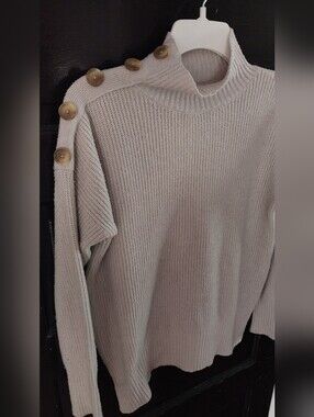 Mock Neck Sweater With Button Detail